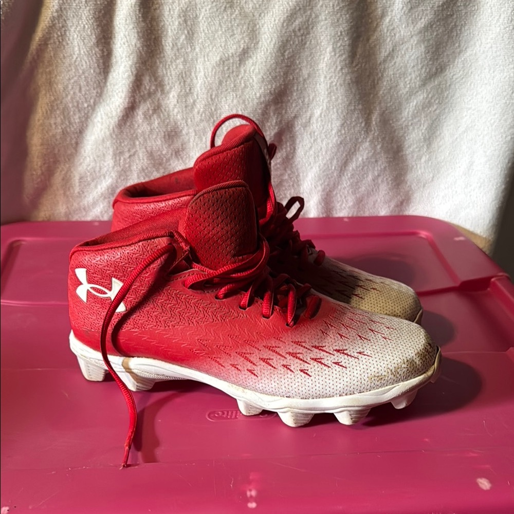 Under Armour Red and White Cleats